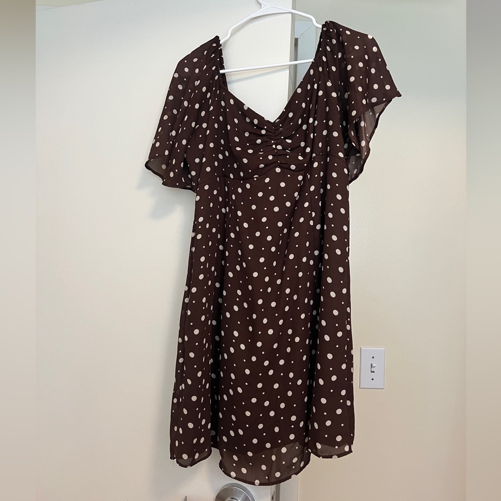 Abercrombie and Fitch Brown Polka Dot Mini Dress Size Large